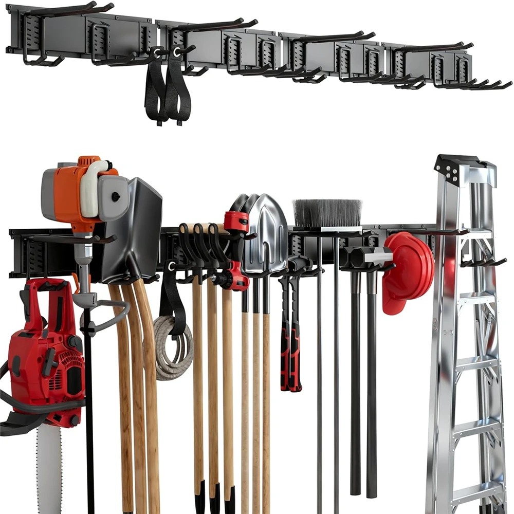

4PCS Heavy Duty Wall Mounted Garage Tool Organizer with 12 Adjustable Hooks Modular Storage for Tool Organizer Home Use