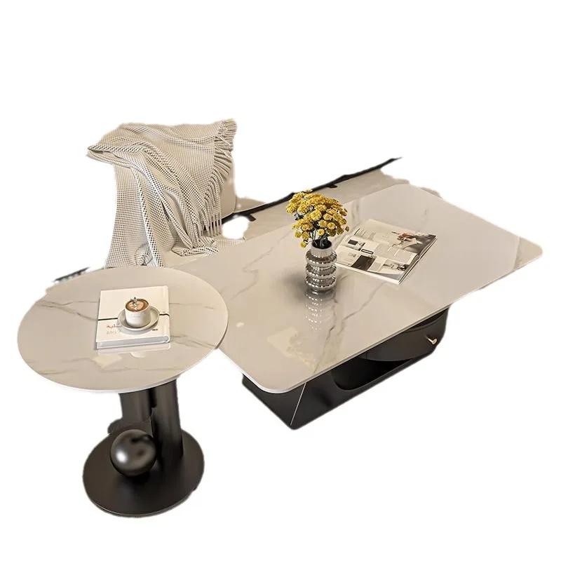 لوح صخري إيطالي فاخر وخفيف الوزن وبسيط ومجموعة طاولة قهوة مستطيلة #1