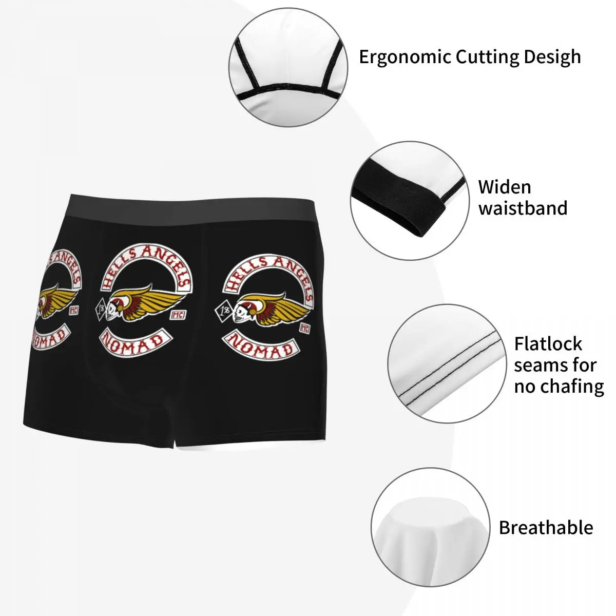 Custom Hells Angels Logo Boxers Shorts Mens Motorcycle Club Briefs Underwear Cool Underpants