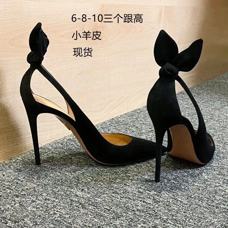New Summer Sexy Rabbit Ear Pointed Fine Heel High Heels with Elegant Style, Transparent PVC Splicing Single Shoes view 4