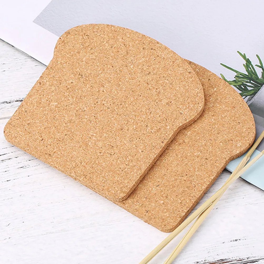 10Pcs Toast Shaped Cork Coasters Heat Resistant Anti-Scald Cup Mats for Kitchen Dining Table Coffee Shop Home Office Use