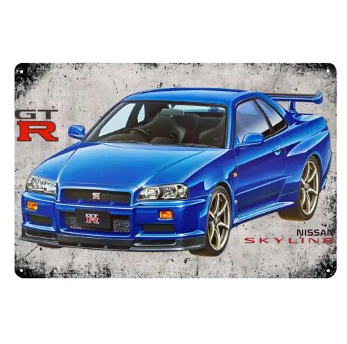 Skyline Gtr R34 Car Metal Poster - 20x30cm Garage Tin Sign