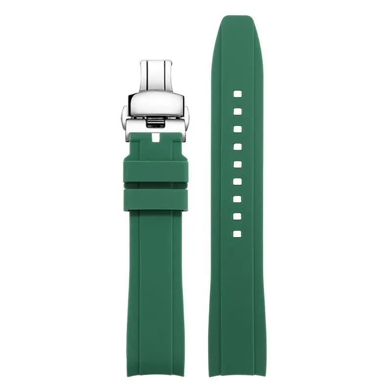 Butterfly buckle is comfortable, soft, waterproof and sweat proof with curved mouth, silicone strap for men