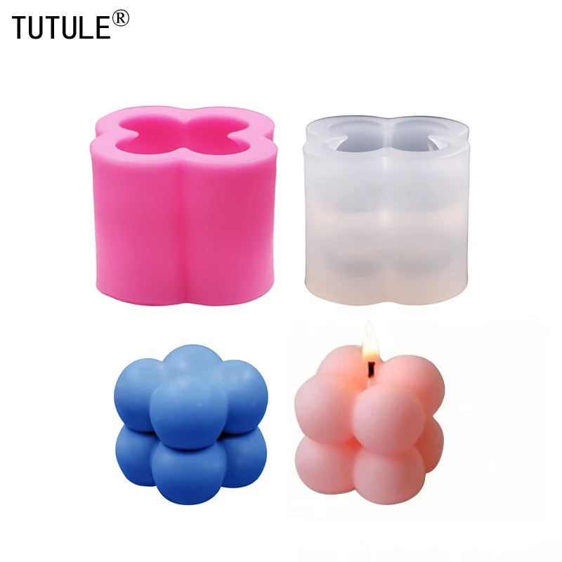 Bubble shape magic cube scented candle silicone mold 3D Ball Crystal epoxy clay Mould DIY Craft Candle Making Tool Soap Mold