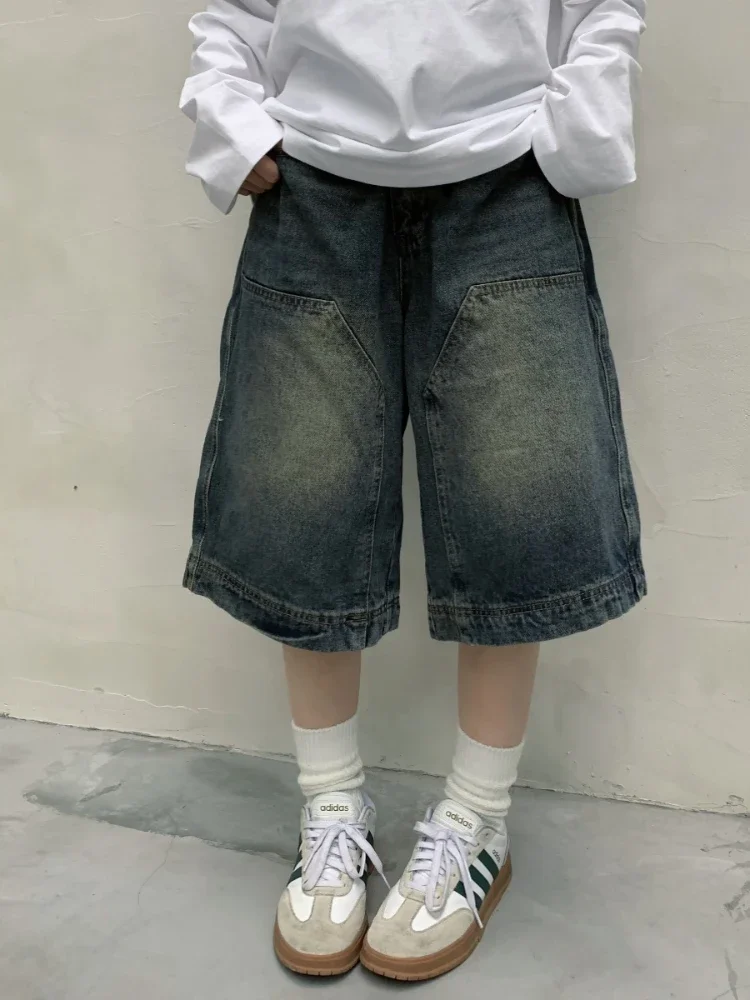 Y2k Vintage Baggy Jorts Women Wide Leg Five Points Jeans Korean Streetwear Casual Oversize Washed Denim Shorts Summer