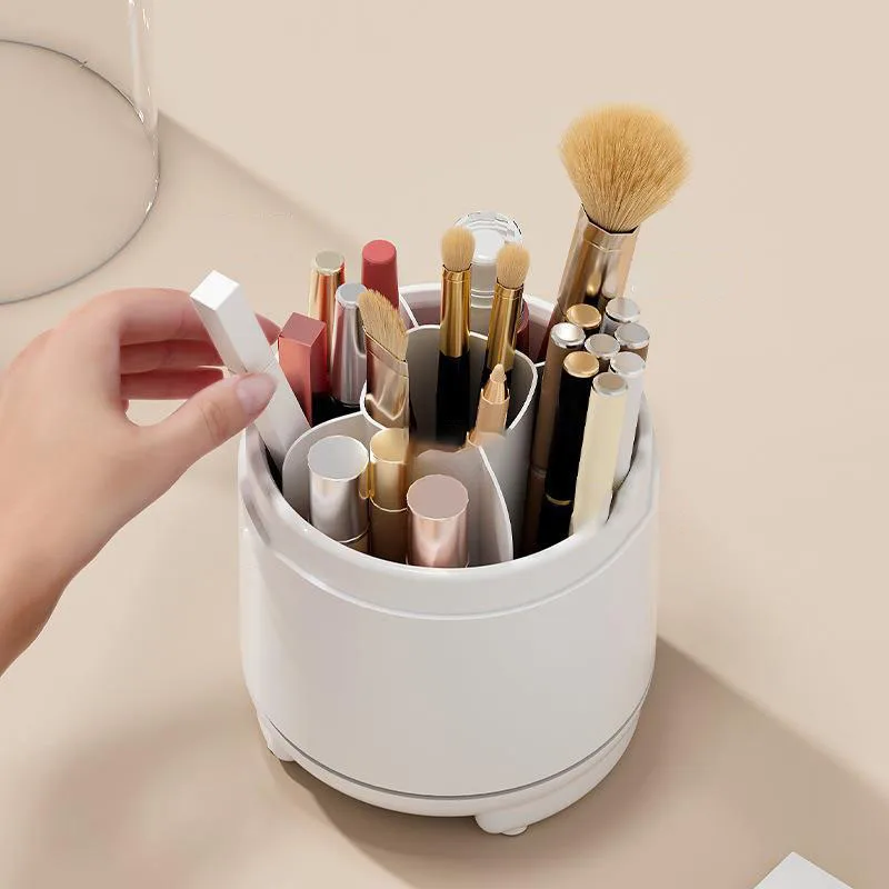 Makeup brush holder with lid 360 degree rotation Makeup brush storage box with lid Makeup storage box dustproof Makeup brush con