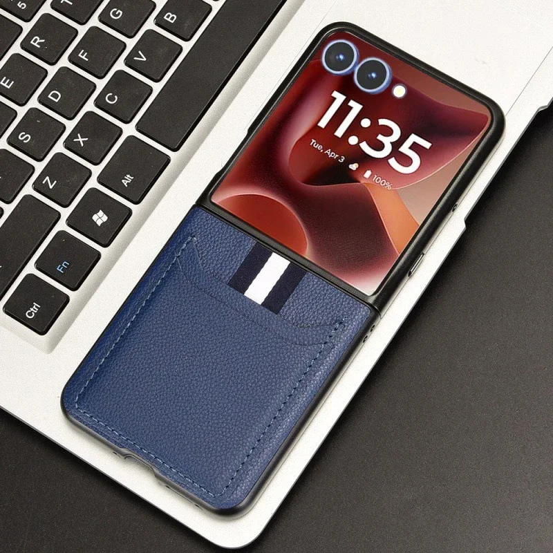 

Чехол для телефона Samsung Galaxy Z Flip 7 FE, роскошный кожаный чехол-кошелек личи, складной чехол для Z Flip 7, противоударный чехол