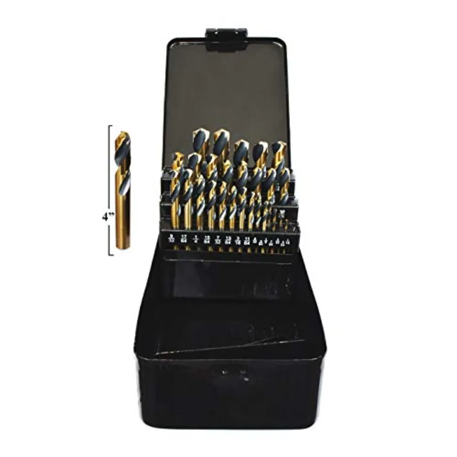 

29PC Stubby Industrial Black and Gold Drill Bit Set 135 Degree Split Point