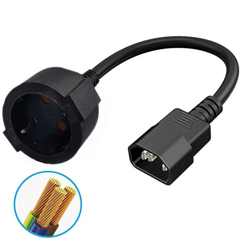 MLGB-IEC C14 To Euro Schuko Socket PDU UPS Cable Power Extension Cord 30Cm CEE7/4 Power Extension Power Cord Extend