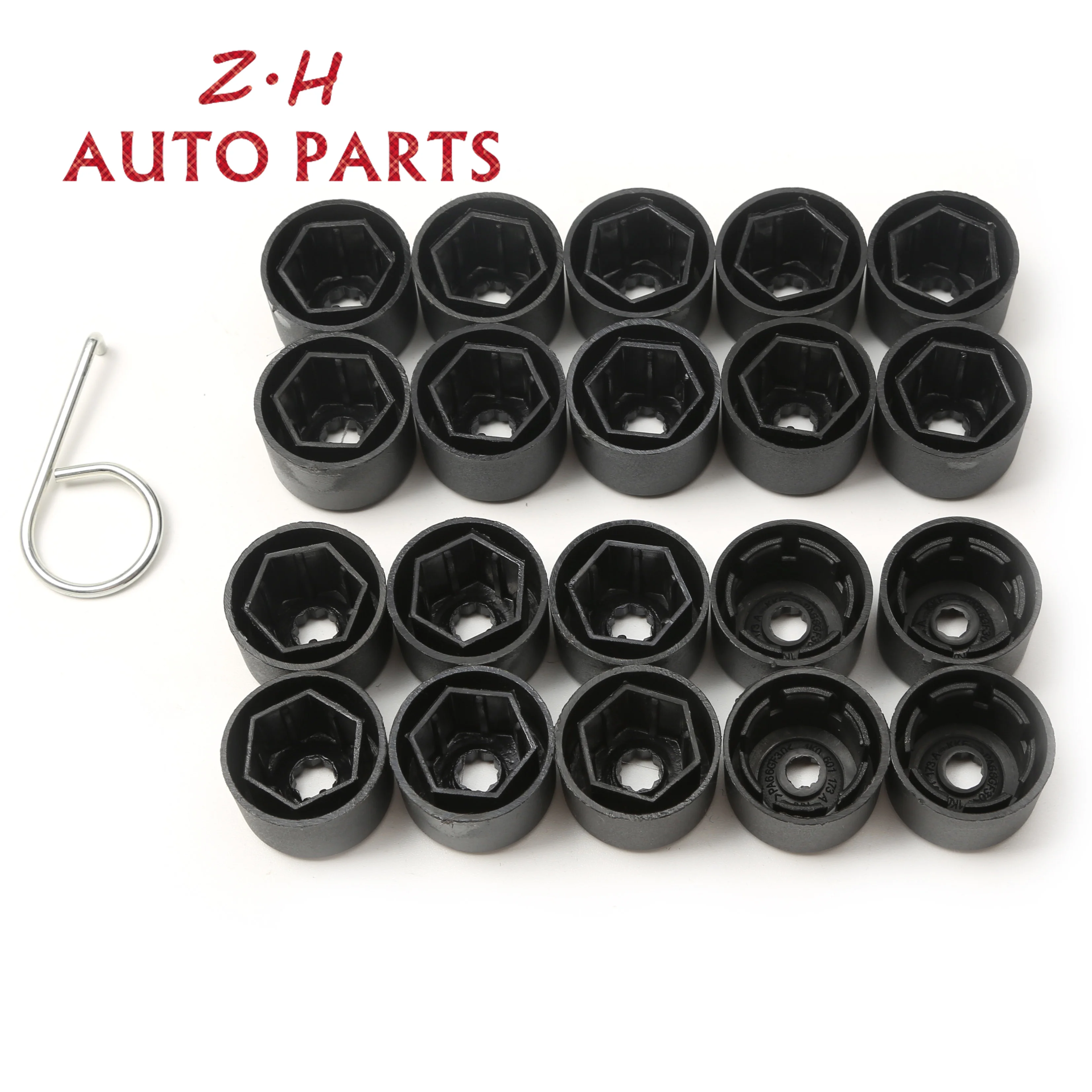 20Pcs 1K0 601 173 A Black Wheel Lug Nut + Anti-theft Wheel Lug Nut Cap Cover For Passat Jetta Golf MK5  3C0 601 173 A