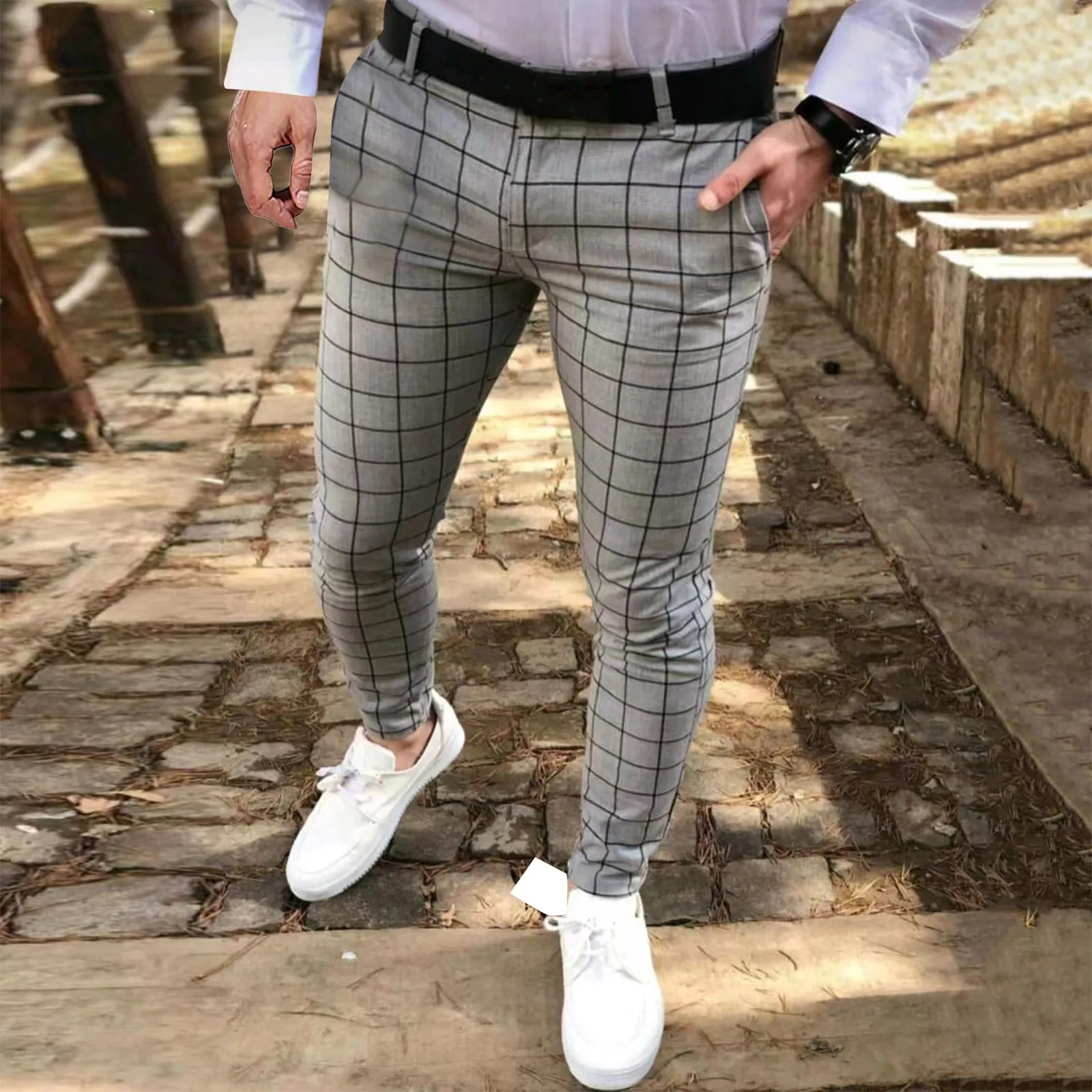 

Men's Pants Korean Version Slim Men Plaid Casual Trousers Street Teenagers Male Four Seasons High-quality Formal Suit Pants Men