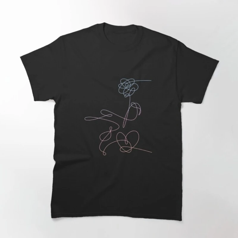 Camiseta Unissex 100% Algodão Army Bomb Love Yourself Y2K Verão Gola Redonda Manga Curta Hip Hop Oversized Masculina Presente para Fãs