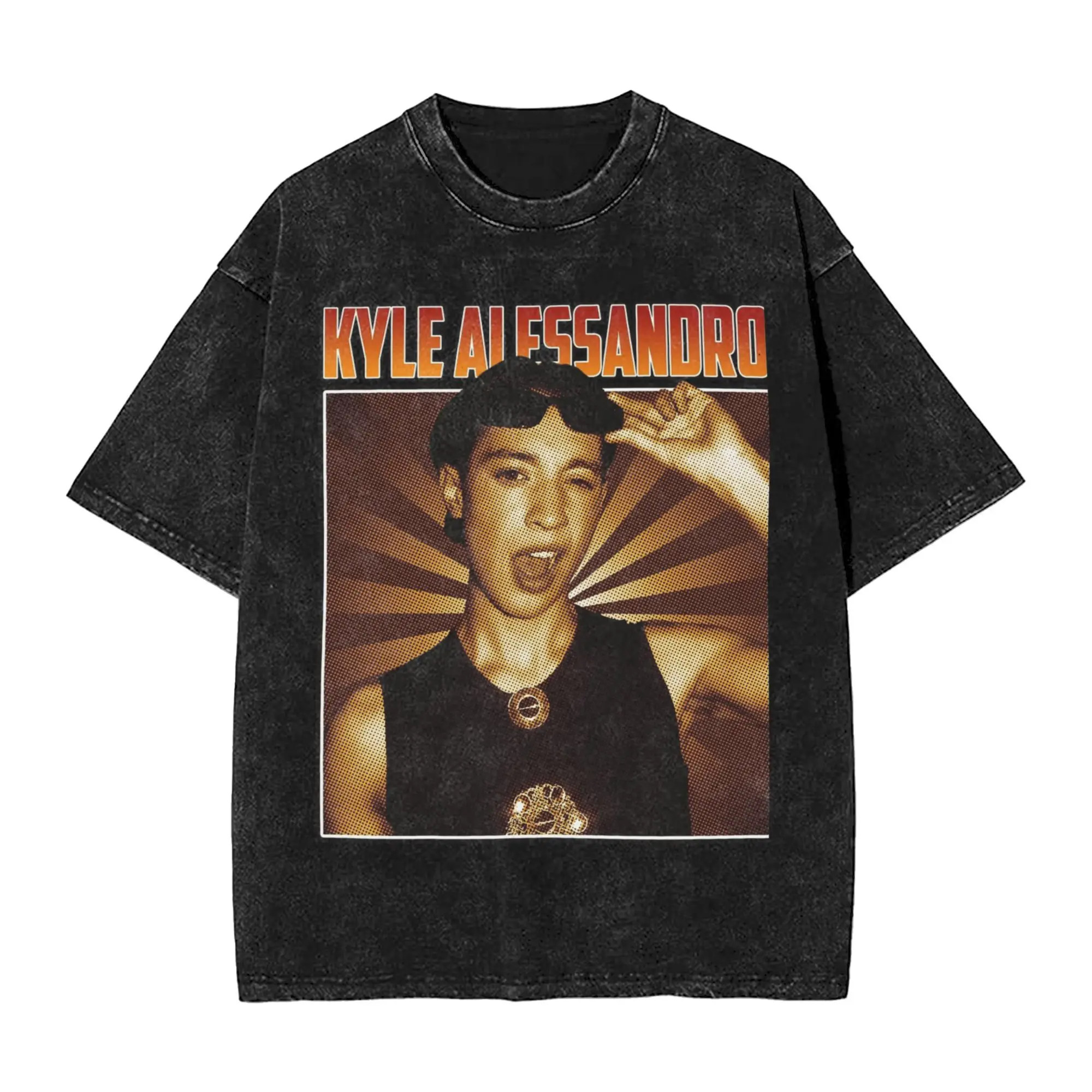 كايل أليساندرو ولاعة يوروفيجن 2025 غسلها تي شيرت زوجين خمر القطن تي شيرت الصيف س الرقبة تيز مطبوعة بلايز كبيرة الحجم