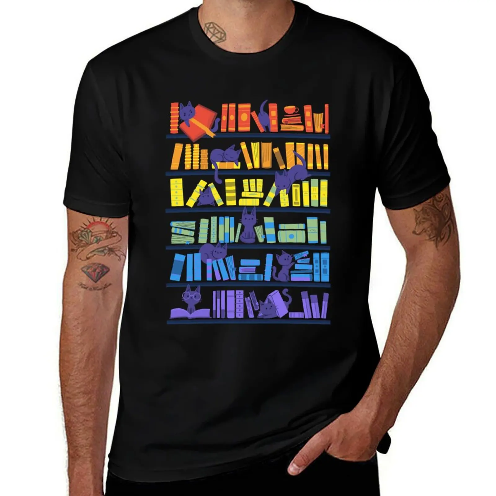

Library Kittens T-Shirt custom shirt Short sleeve tee vintage graphic tee football t shirt plain white t shirts men