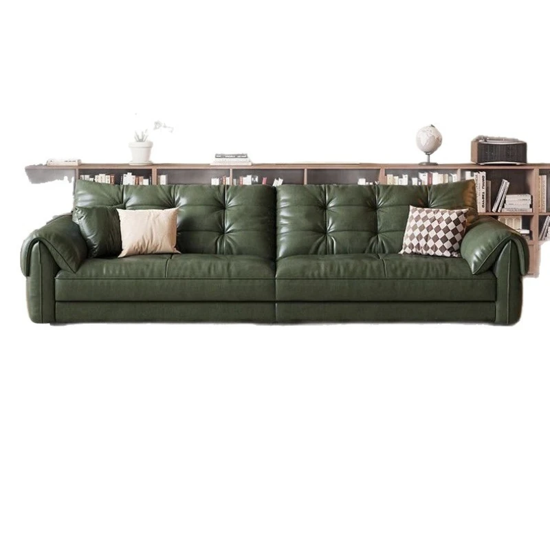 

Medieval leather sofa household light luxury oil wax leather sofa