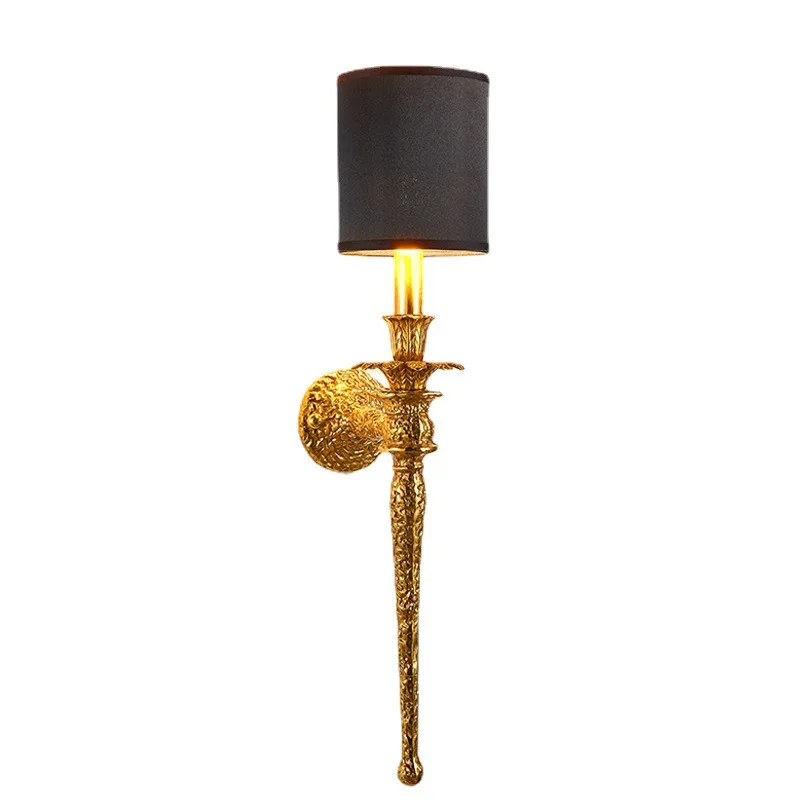 

French bedroom all copper retro wall lamp, black corridor aisle long wall lamp