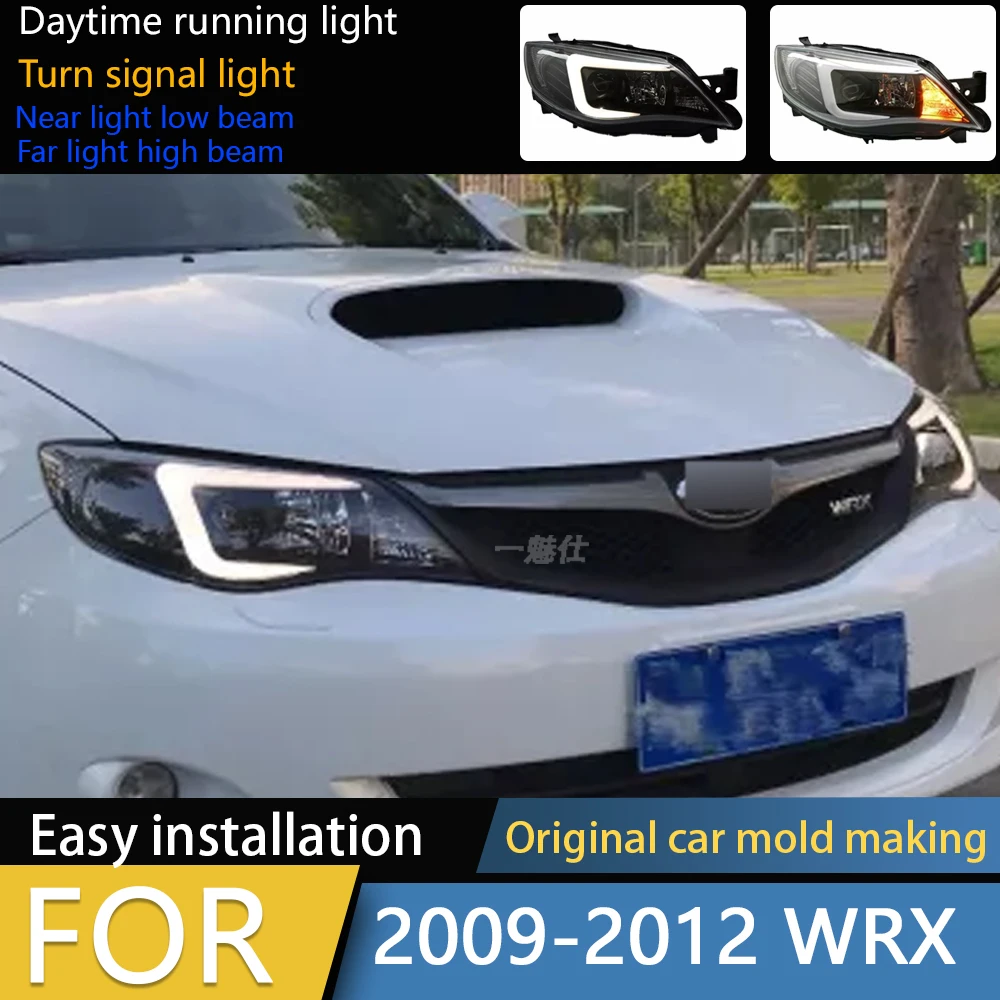 

Для Subaru Impreza WRX STI 2009 2010 2011 2012, обновленные светодиодные фары для проектора, DRL, головной свет, указатель поворота
