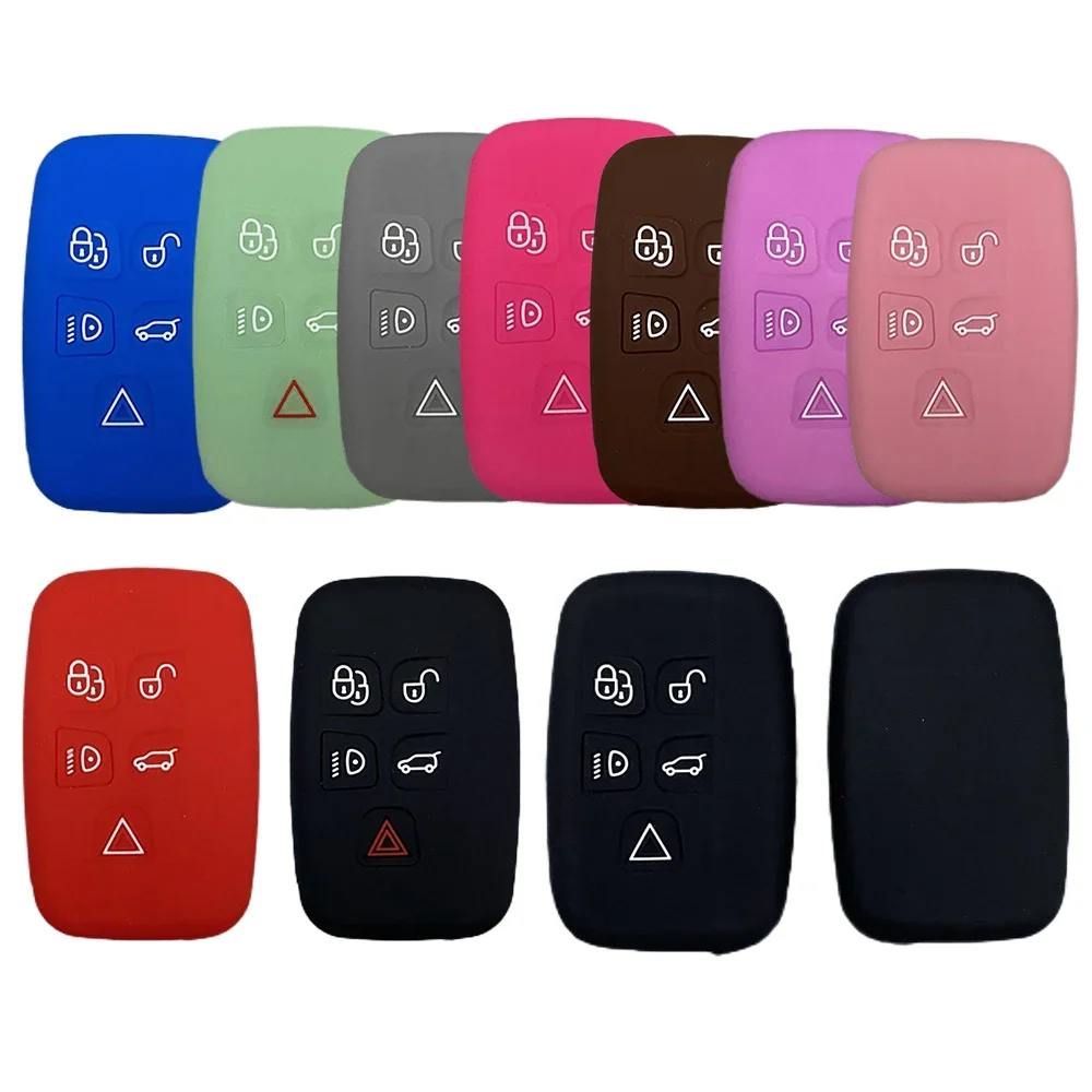 5 Buttons Silicone Car Fob Key Case Cover Accessories for Land Rover Range Rover Sport Discovery 3 4 Elander 2 Evoque Keychain