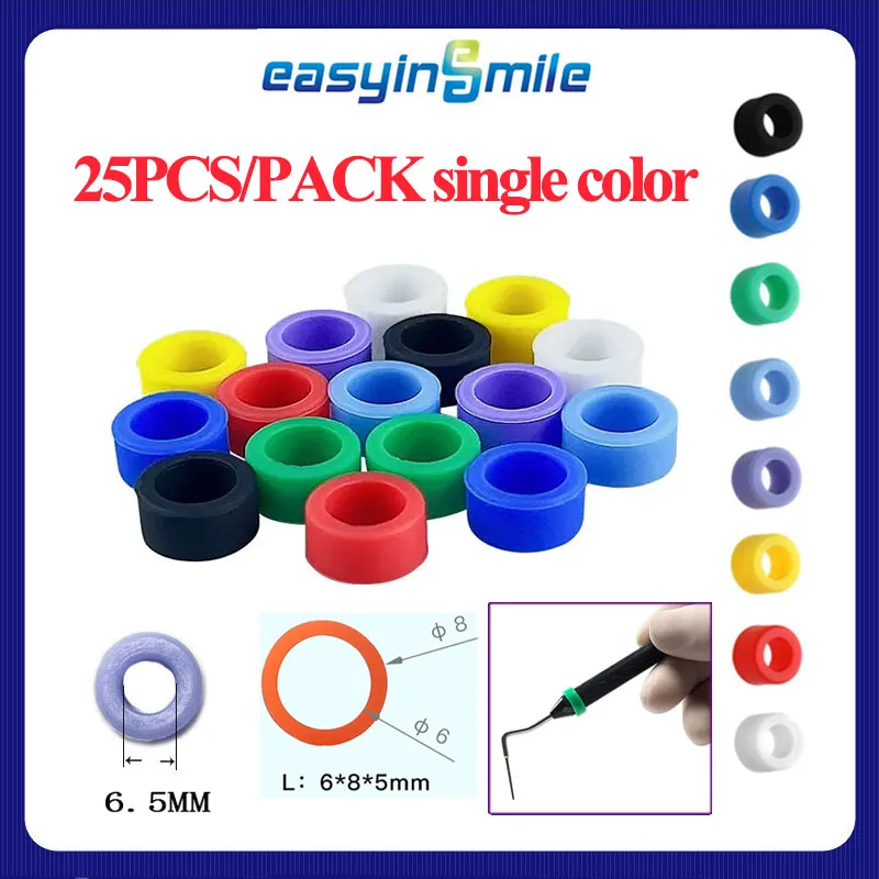 25 Pcs Multi-Color Dental Code Rings Orthodontic Silicone Disinfection Mark Code Circle Autoclavable Instrument Tools