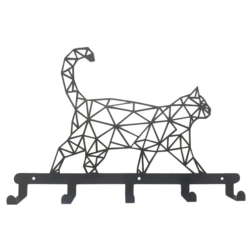 1pc Metal Hollowed Cat Pattern Key Holder, Wall Mounted Key Rack Hook, Household Hanging Organizer Rack