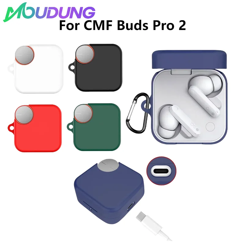 

MOUDUNG Solid color Soft Earphone Cover Simple and Soft Silicone Protective Case with hook For CMF Buds Pro 2 headset Cover