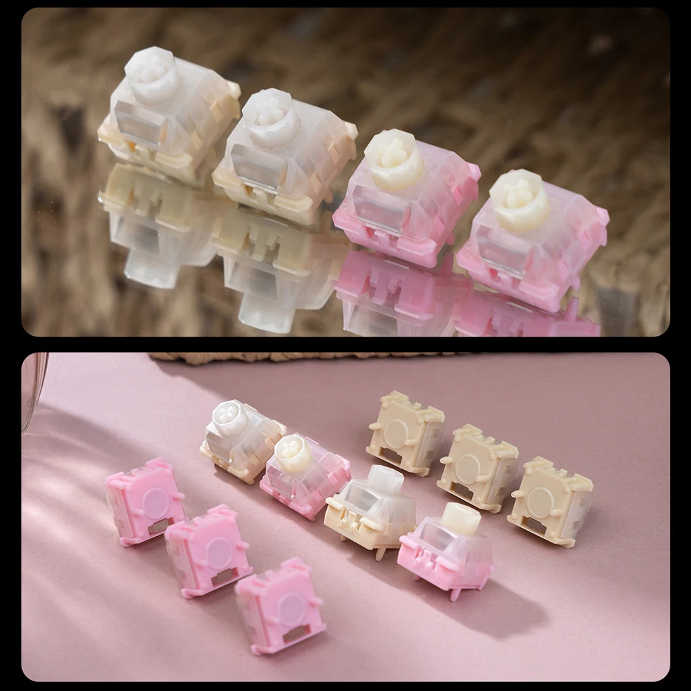 Wuque Studio Babao Pink Lotus Magnetic Switch Surging Version Linear for Magnetic Keyboard Pre Lubed 35g for Wooting 60he EV63