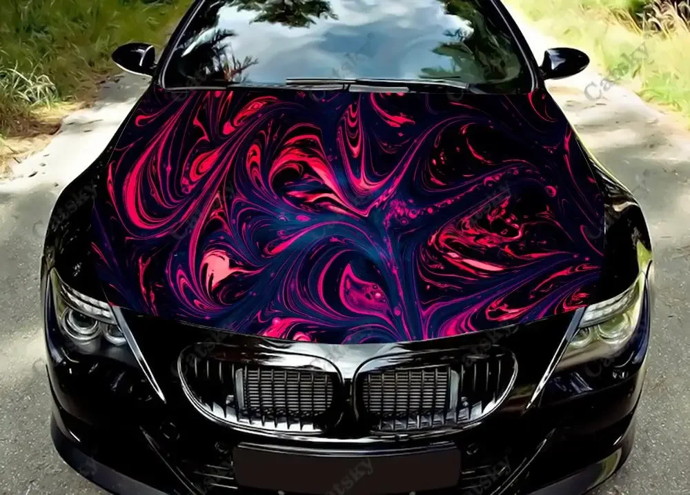 

Abstract Colour Splash Extend Paint Car Hood Vinyl Sticker Wrap Film Custom Self-adhesive Sticker Universal Car Hood Decal