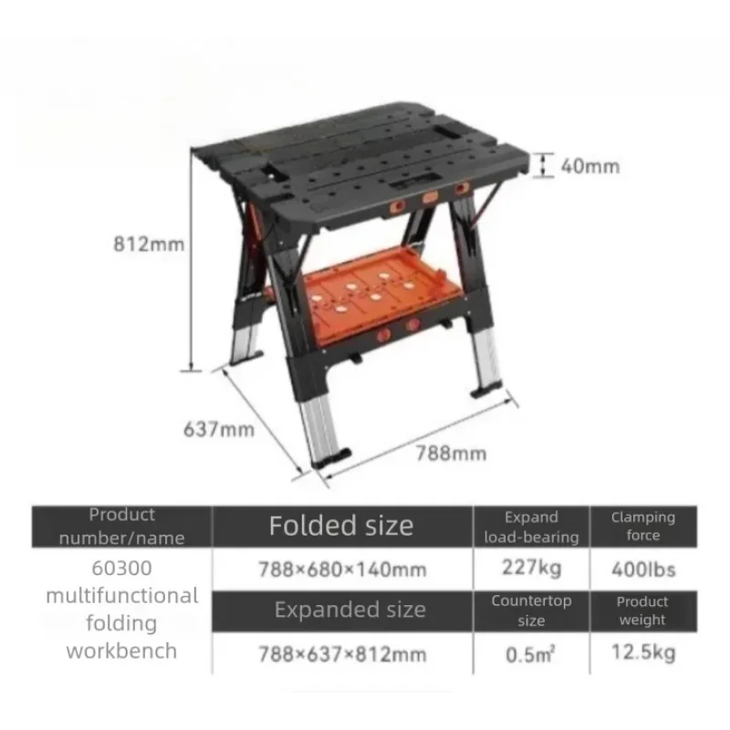 Portable Folding Work Table With 12