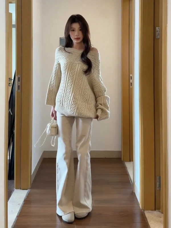 

plus Size Loose Knitted Sweater Autumn Winter New Sle Lazy Twist Knitwear Slimming Korean Faion Commute Sle Long Sve