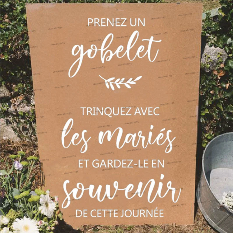 GOBELET Naklejki na przyjęcie weselne Mariage Pamiątki Prezenty Znak Naklejki winylowe Ramka ślubna Dekoracje lustrzane