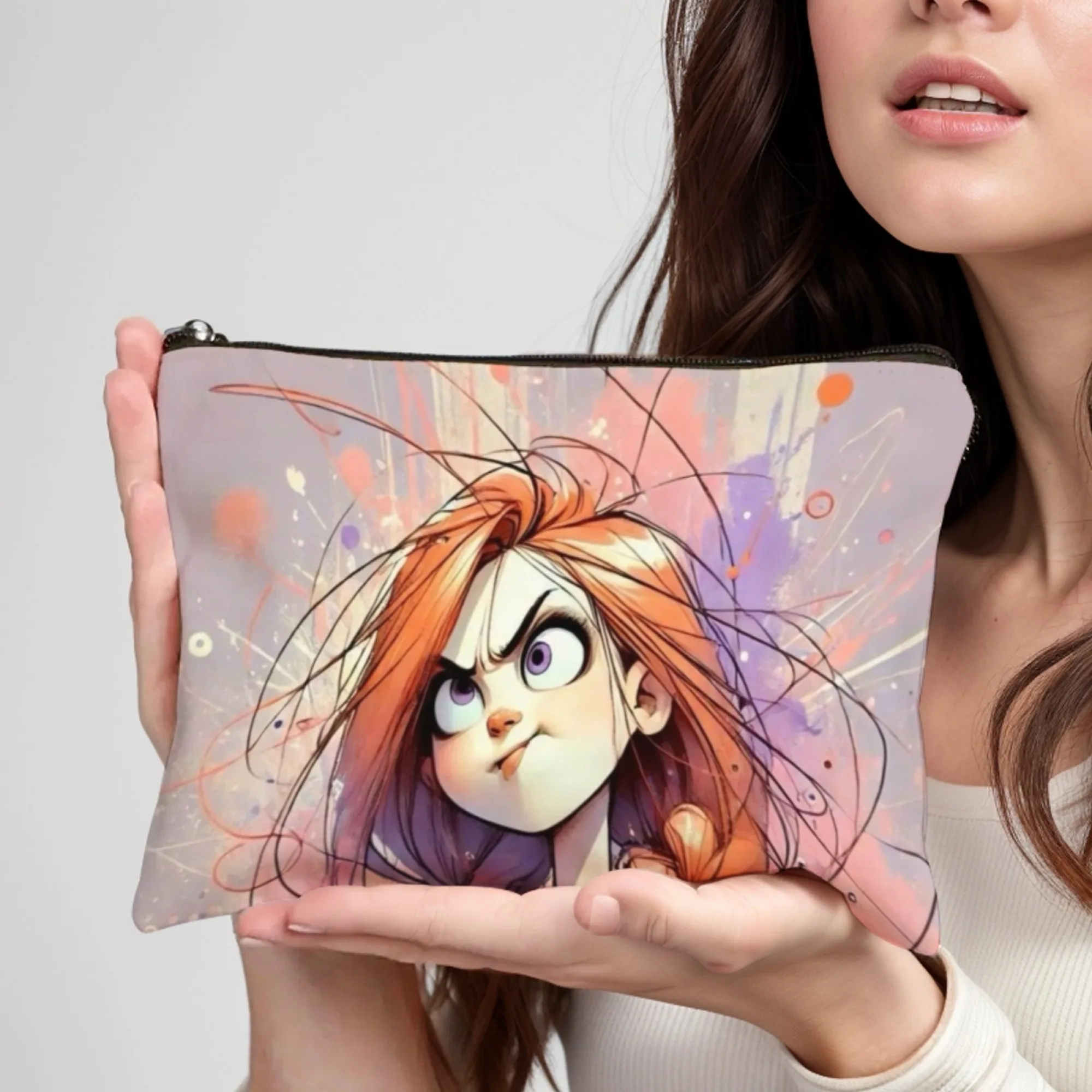 

Девушка с красочными выражениями Amazon. Прочная косметичка на молнии для косметички с карманами. Органайзер для туалетных принадлежностей.