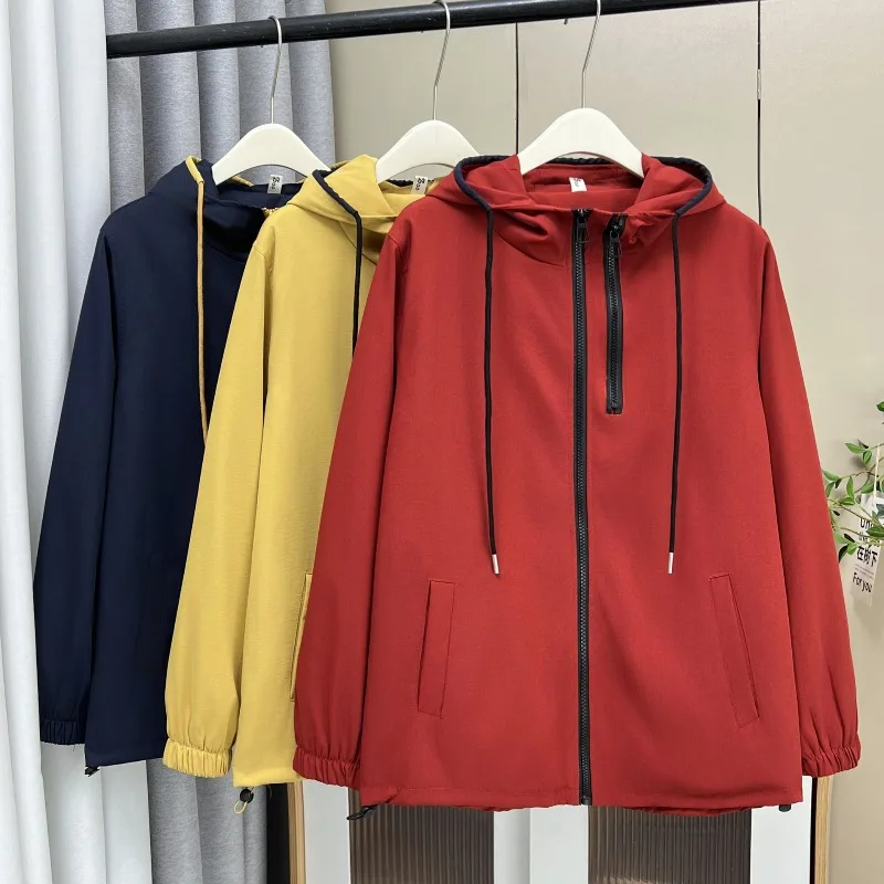 

2025 Fashion Oversize Loose Jacket Women's Outdoor Sports Short Coat Spring Autumn Zip-up Hooded Casual Tops Female Windbreaker