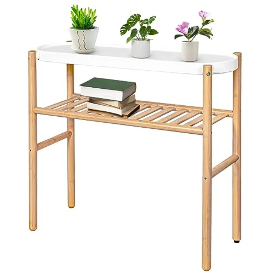 

Bamboo Plant Stand Indoor 2 Tier Tall Plant Storage Stand Table Top for Multiple Plants Window Plant Shelf Table Plant Rack for