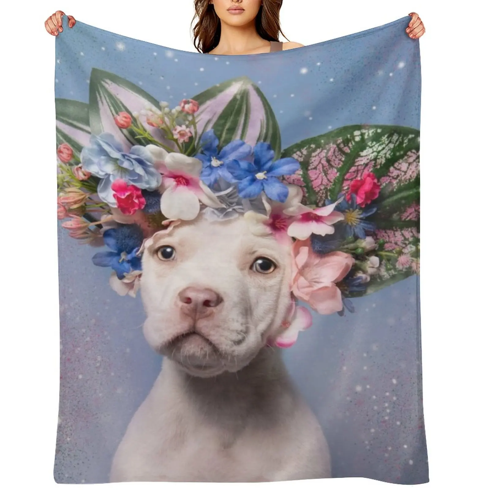 

Pit Bull Flower Power, Apollo Throw Blanket Soft Warm Summer Beddings Bed Fashionable Blankets