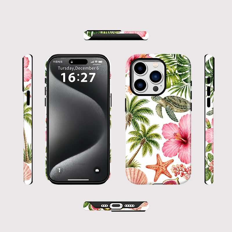 Fcicicase Magnetic Phone Case For iPhone Air 17 15 16 Pro Max 14 13 12 11 Flower Starfish Conch Sea Turtle For Magsafe Cover - view 2