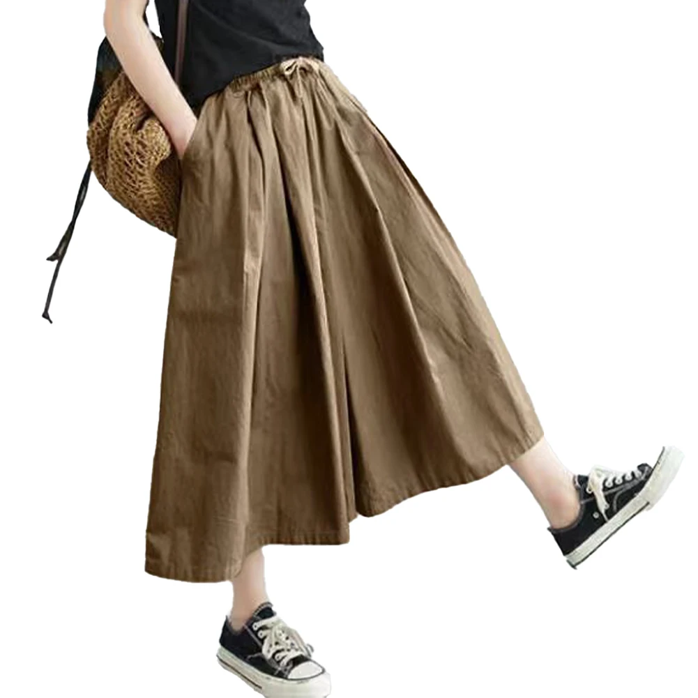 Womens Casual Pants Fashion Wide-Leg Pants High Waist Culottes Women Oversized Wild Loose Casual Cropped Trousers Pants Skirts
