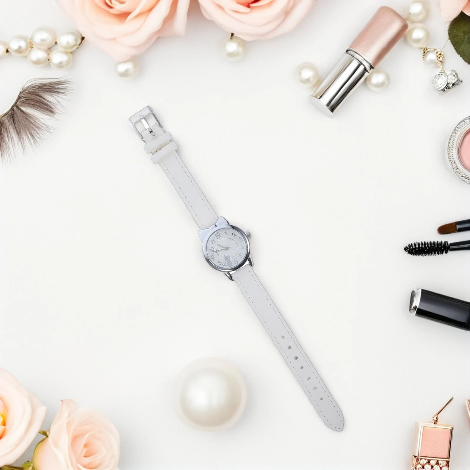 ساعة كوارتز بتصميم قطة لطيفة لساعة تدريب الرسوم المتحركة التناظرية خفيفة الوزن للمدرسة في الهواء الطلق