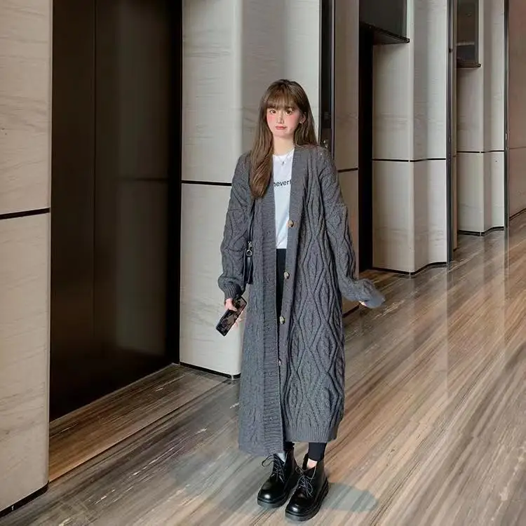 여성용 롱 가디건 2025년 신상 한국 스타일 아름다운 올매치 심플 인스 시크 루즈핏 가을 여성 핫세일 니트 스웨터