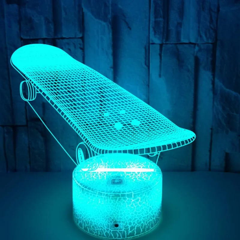 Nighdn 3D illusione ottica Skateboard Night Light 7 colori funzione dimmerabile lampada atmosfera regalo per il ringraziamento di natale