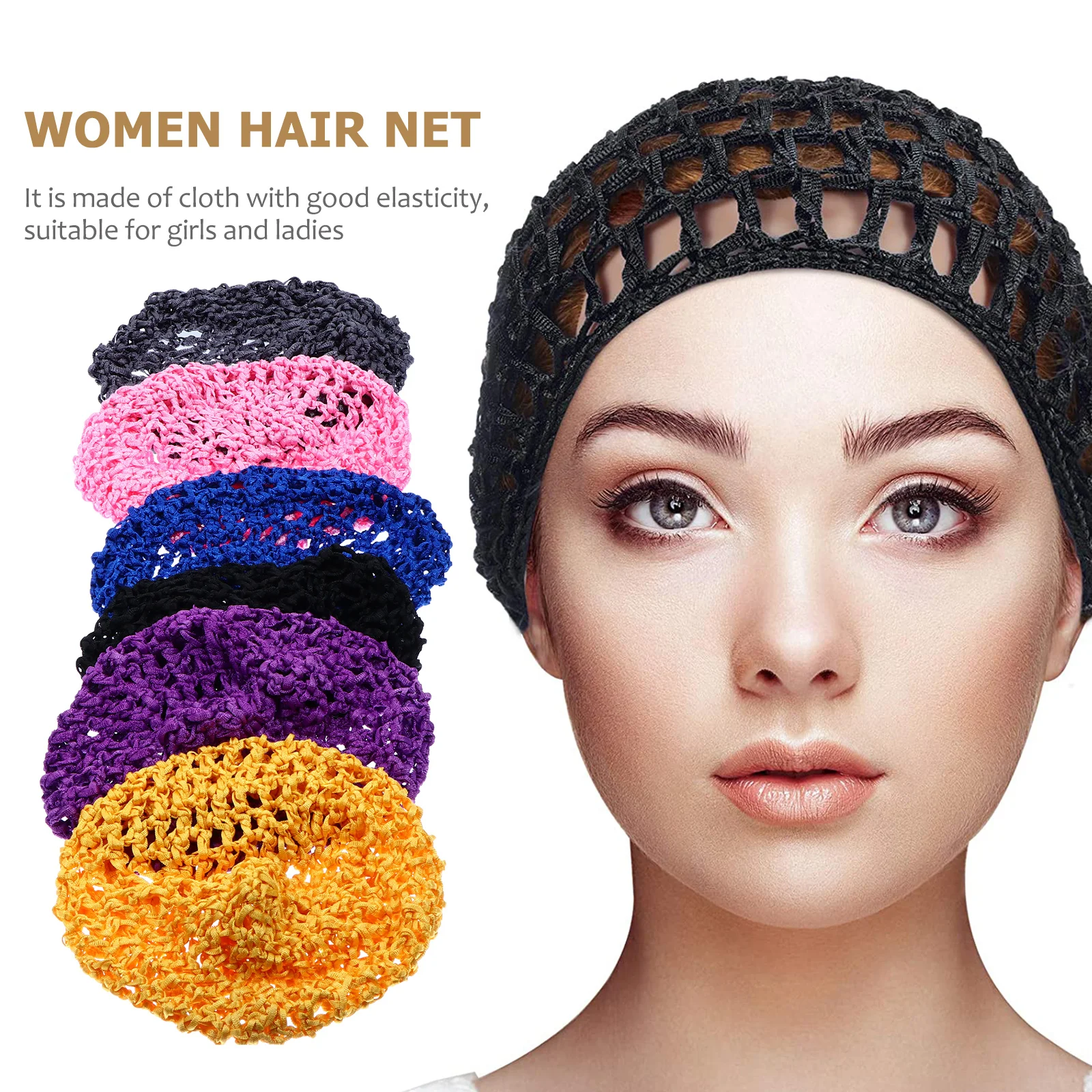 

6pcs Crochet Mesh Hair Net Women Sleep Hat Thick Snoods Cover Foldable Travel Gift Hair Care Styling Tool