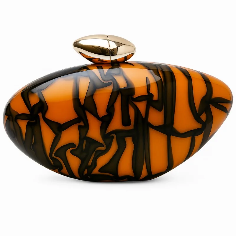 New Arrival Shell Acrylic Vening Clutch Party Bags for Women Brown Marble Acrylic Box Clutches Wedding Party Female Mini Purse