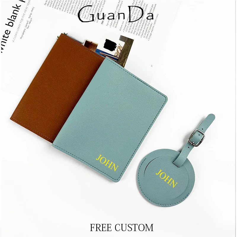 

Персонализированная багажная бирка из искусственной кожи для путешествий, портативная роскошная модная оптовая обложка для паспорта, круглая этикетка для чемодана для деловой поездки