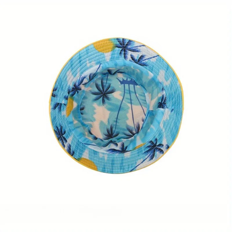 Reversible Bucket Hat Men Women Tropical Palm Tree Print Fisherman Cap Summer Beach Travel Double Sided Wear Wide Brim Sun Hats view 5