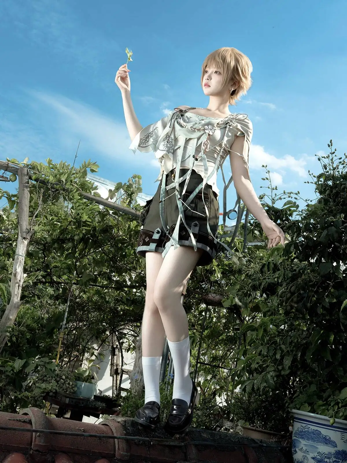 New Forest Guide Prince-like Lolita Shorts Shawl Straps Green Fiesta Carnival Halloween Cos Cosplay Daily Forest Style
