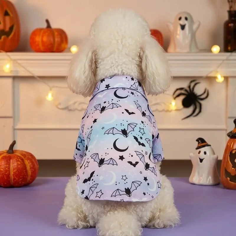 Ghost Bat Moon Dog Shirt - Beige/Purple product image