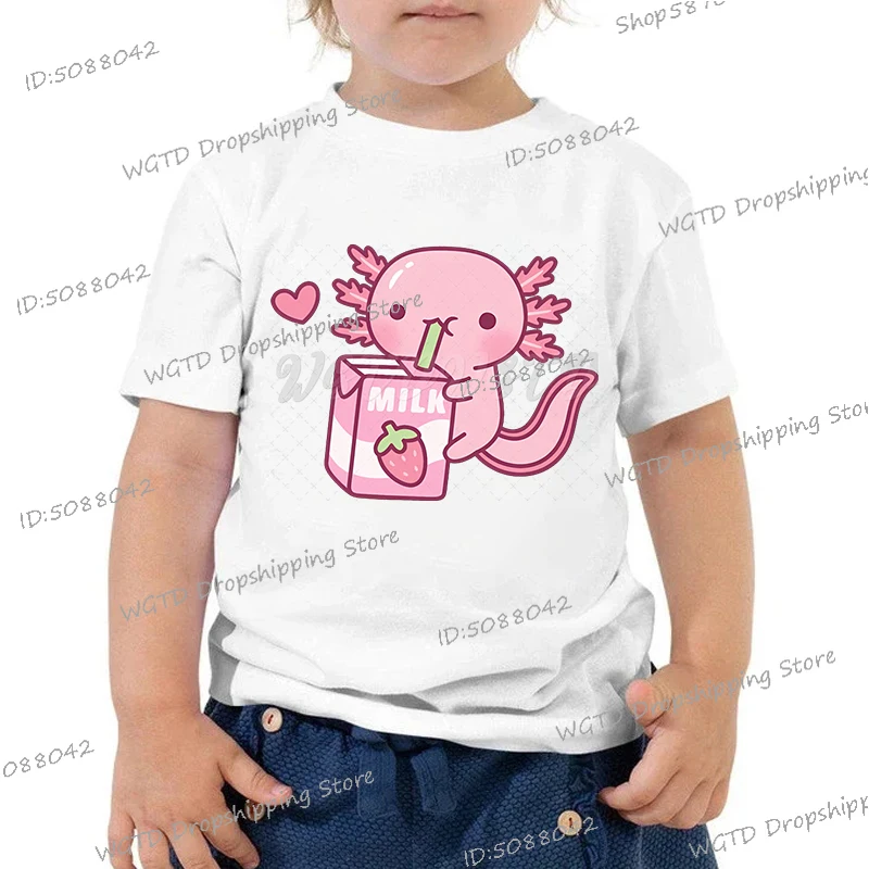 ملابس الأطفال الكرتون Axolotl طباعة تي شيرتات قصيرة الاكمام لطيف Axolotl عاشق هدية الحيوان Axolotl موضة بنين بنات التي شيرت #5