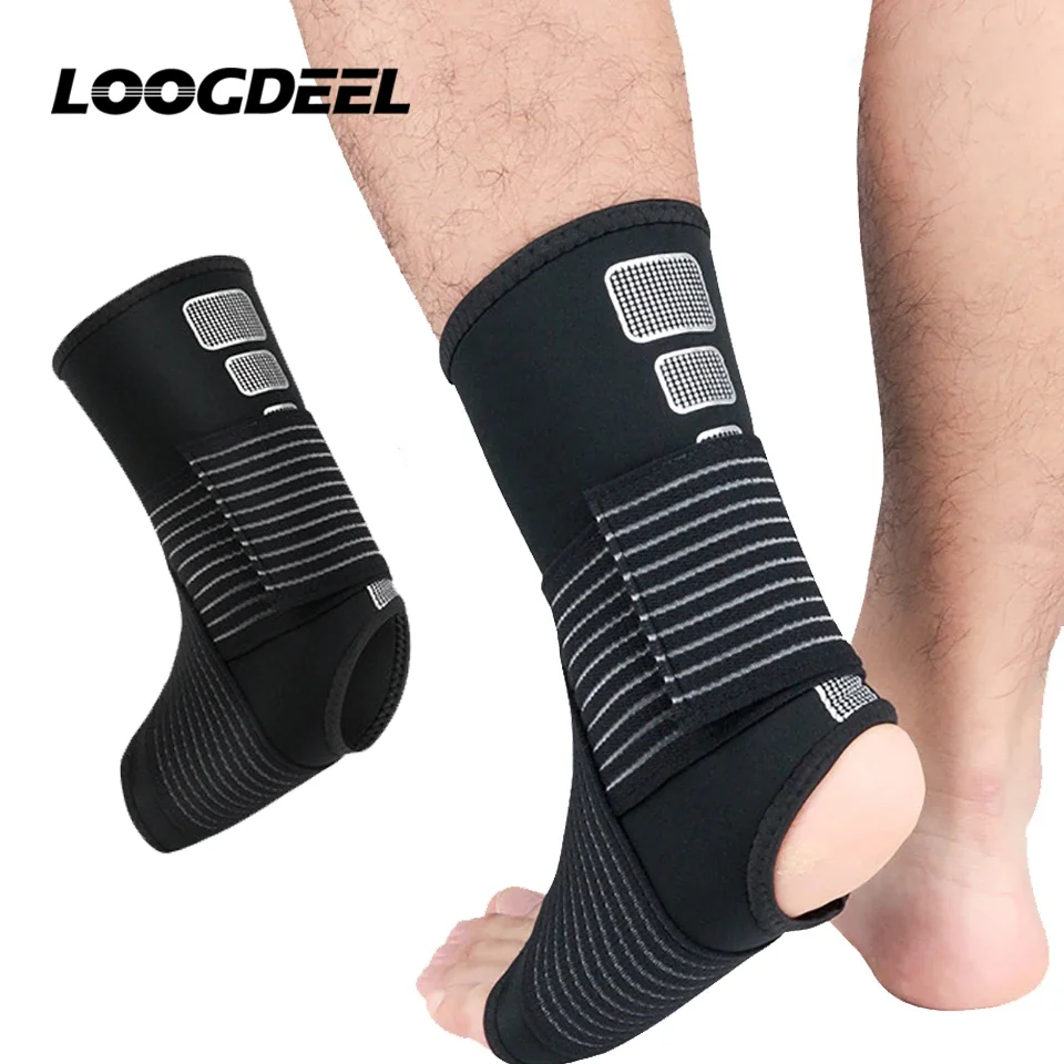 

LOOGDEEL 1Pcs Elastic Ankle Support Brace Basketball Sprain Prevention Adjustable Sports Compression Bandage Ankle Guard Unisex