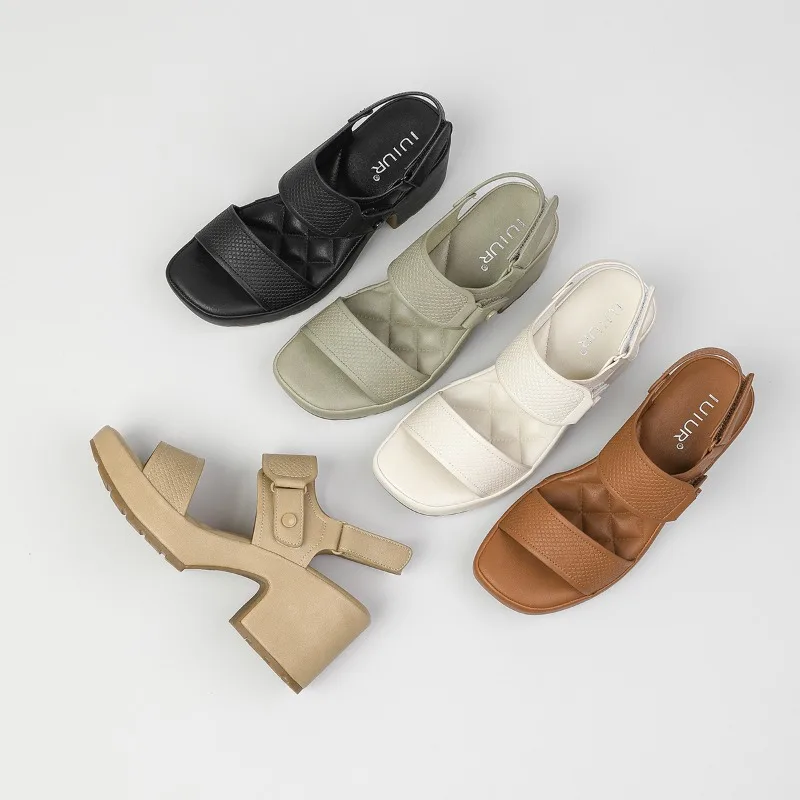 

Thick Heel Roman Strap Sandals Leisure Jelly Shoes Platform Beach Women's Shoes PVC Upgraded EVA Bottom Ladies Slip-On Sandals