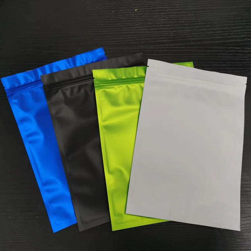 Matte Black Green Blue Heat Sealing Aluminum Foil Zip Lock Mylar Bag Small Flat Pouches Gift Food Candy Plastic Package Bags