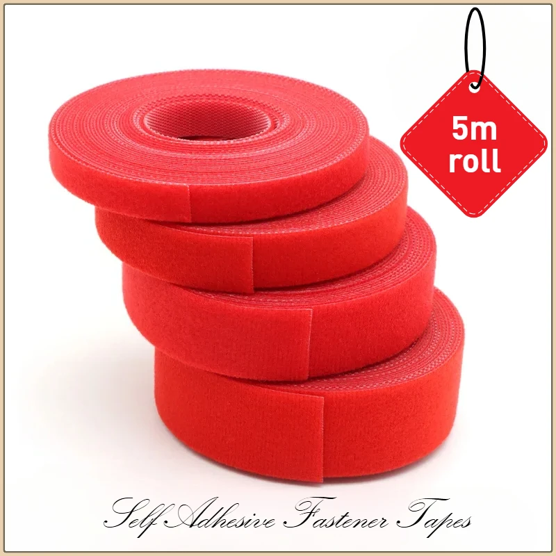 Cable Ties Reusable Loop Bundle Red Self Adhesive Nylon Strap Organizer Clip Wire Holder Management Fastening Tape DIY